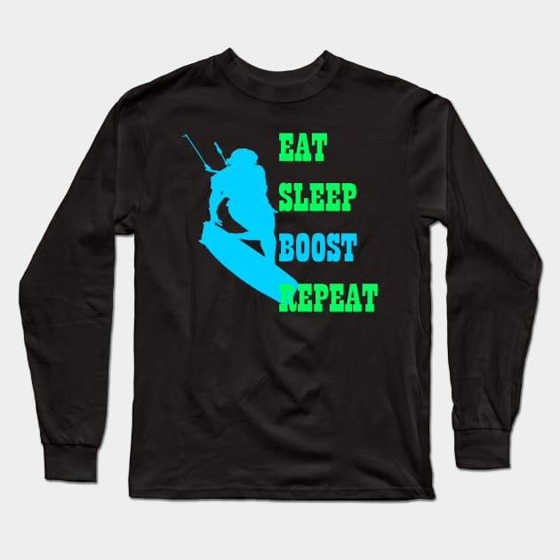Kitesurfer Life Eat Sleep Boost Repeat Retro Style Long Sleeve T-Shirt by taiche